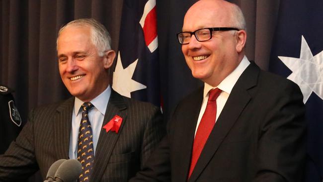 Fighting pirates ... Malcolm Turnbull and George Brandis have presented new reforms to cabinet that would help stem illegal downloads in Australia.