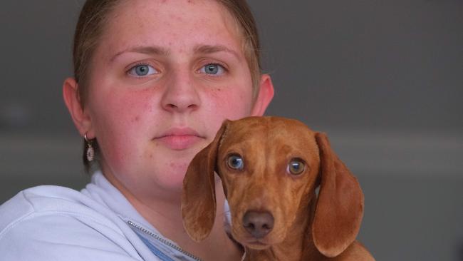 Mackenzie and pet dog Maple. Picture: Mark Wilson