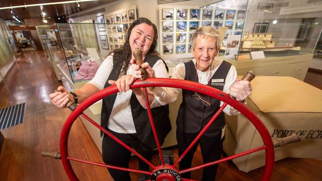 Paddle-steamer women Beth Connor and veteran Jenny Watson are being honoured at the Women of the River exhibit at the Discovery Centre. Picture: Rob Leeson