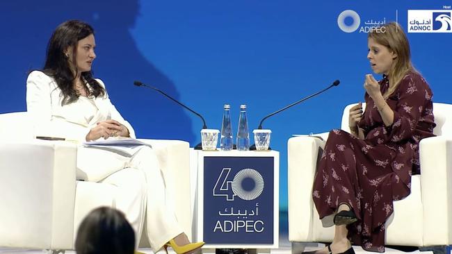 Princess Beatrice, right, spoke about the role of AI in transforming society at the Adipec conference, in Abu Dhabi. Picture: The Times