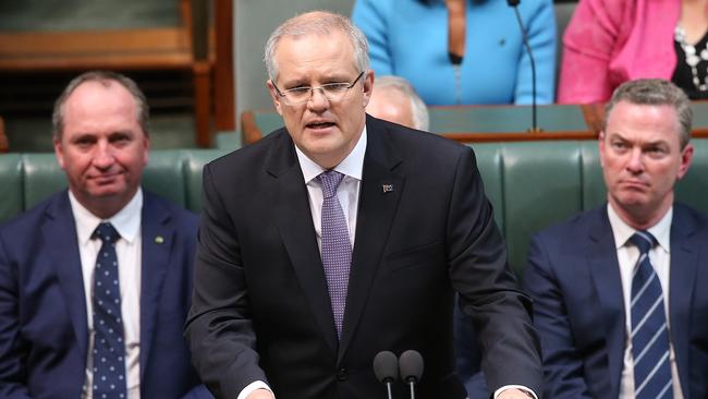 Treasurer Scott Morrison delivers his budget speech last night. Picture: Kym Smith