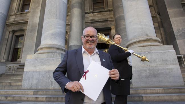 Leon Bignell outside Parliament House on Thursday. Picture: Brett Hartwig