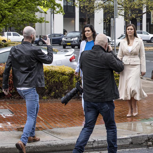 Brittany Higgins, right, outside the court on Wednesday. Picture: Gary Ramage