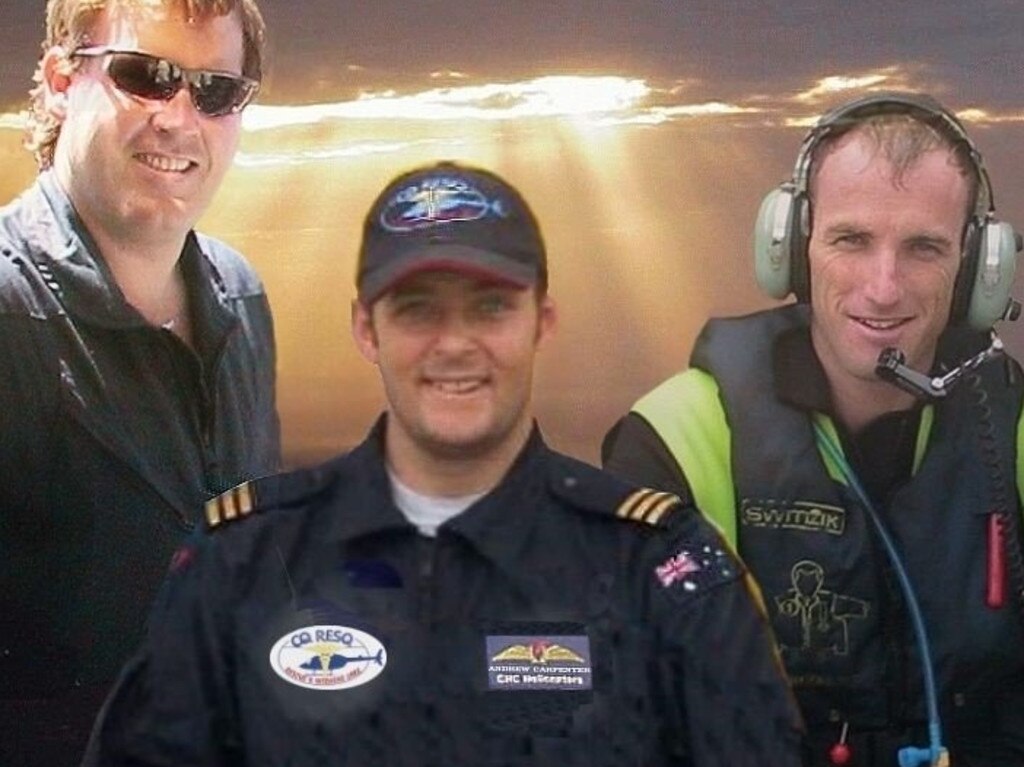 RACQ CQ Rescue crewmen killed in the tragic crash off Cape Hillsborough on October 17, 2003 were paramedic Craig Liddington, pilot Andy Carpenter and air crewman Stewart Eva. Picture: RACQ CQ Rescue