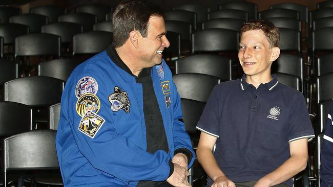 NASA Astronaut Gregg Chamitoff with International Grammar student Max Meyer in 2017. Picture: John Appleyard.