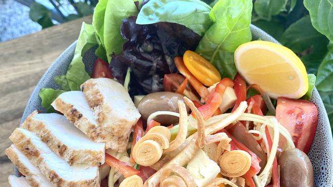 A Greek salad fresh from the veggie patch at the Blue Tongue Pantry. Picture: Blue Tongue Pantry.