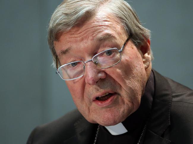 VATICAN CITY, VATICAN - JUNE 29:  Australian Cardinal George Pell attends a press conference at the Holy See Press Room on June 29, 2017 in Vatican City, Vatican. Former archbishop of Sydney cardinal Pell has been charged over historic sex assault offences.  (Photo by Franco Origlia/Redferns)