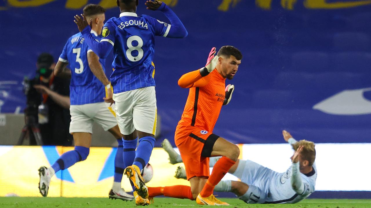 Mat Ryan gave away a first-half penalty in a poor start to his Premier League season.