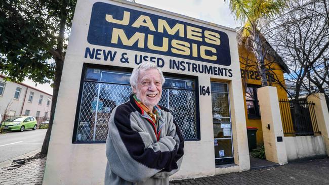 Maurice James, 81, who started James Music which will close after 45 years on Sturt St, city. Image/Russell Millard Photography