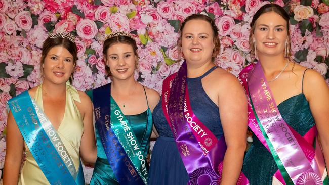 Gympie 2025 Junior Showgirl winner Charlotte Sippel, Senior Showgirl winner Grace Hankinson, Senior Rural Ambassador Chloe Andreassen and Junior Rural Ambassador Payton Rozynski. Photos courtesy of Shane Zahner, Zahner Photography.
