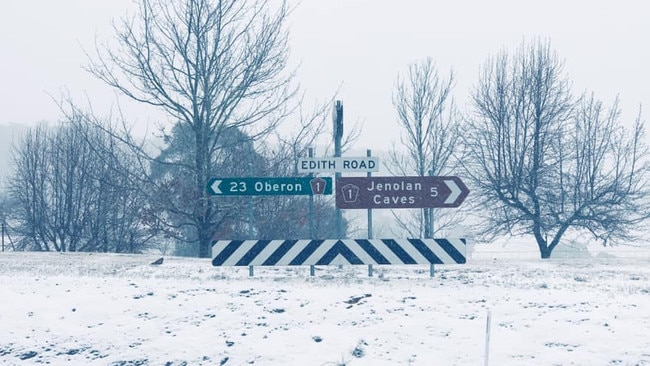 Oberon was coated in snow as the cold conditions swept across the central tablelands. Picture: Facebook