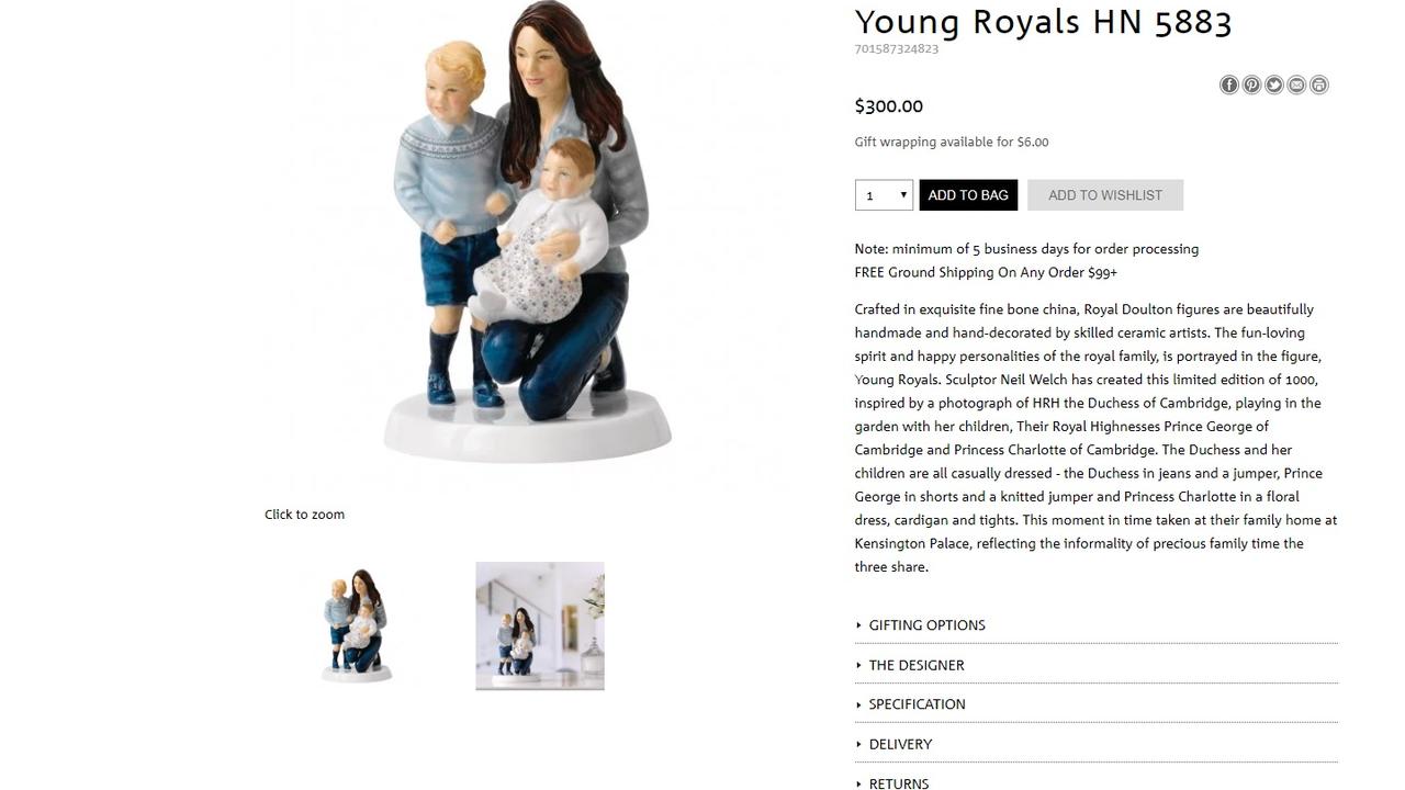 The piece is being sold for $US300 on the Royal Doulton website. Picture: Supplied