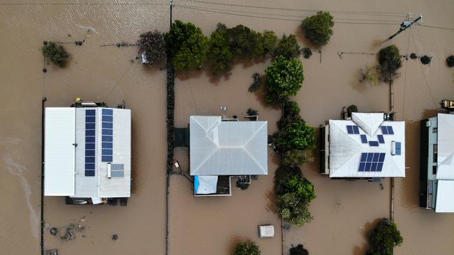 The Wilsons River in Lismore recorded a height of 14.3m with the CBD and surrounding area the hardest hit. Picture: Toby Zerna