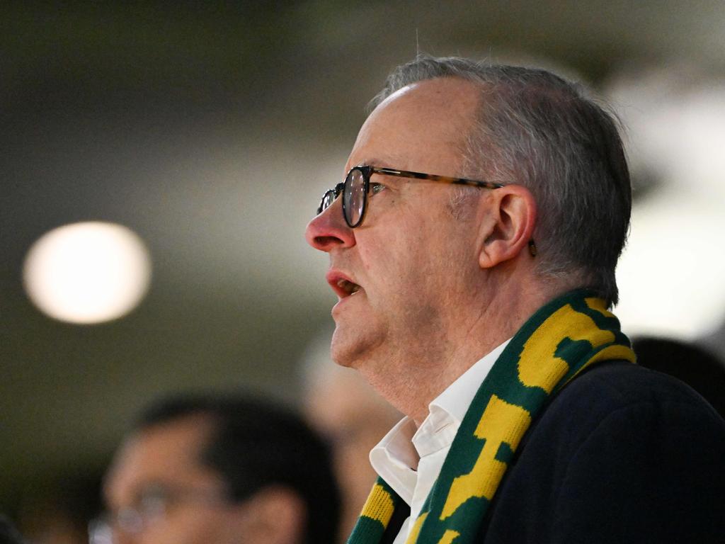 Australia Prime Minister Anthony Albanese in the stands. Picture: Saeed Khan/AFP