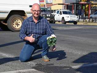 'OUR ROADS DON'T MATCH UP': Damien Martoo's cheeky actions have lead to some quick results for Kingaroy roads. Picture: Matt Collins