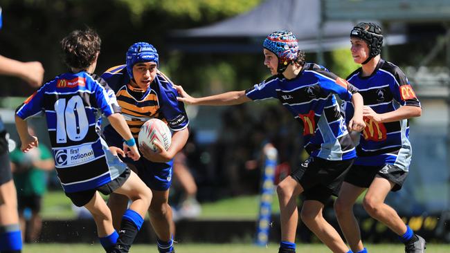 SURFERS PARADISE RUGBY, GOLD COAST , AUSTRALIA - April 10, 2021: Far North Coast U13s v USQ Saints U13s - Day Two of King of the Country rugby tournament.Played at Surfers Paradise Eagles Rugby Ground at Southport. Picture: Scott Powick Newscorp