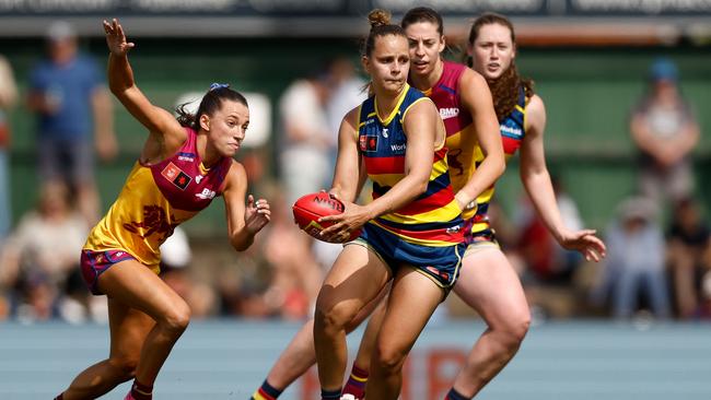 Danielle Ponter of the Crows in action during the 2023 AFLW First Qualifying Final match between The Adelaide Crows and The Brisbane Lions. (Photo by Michael Willson/AFL Photos via Getty Images).