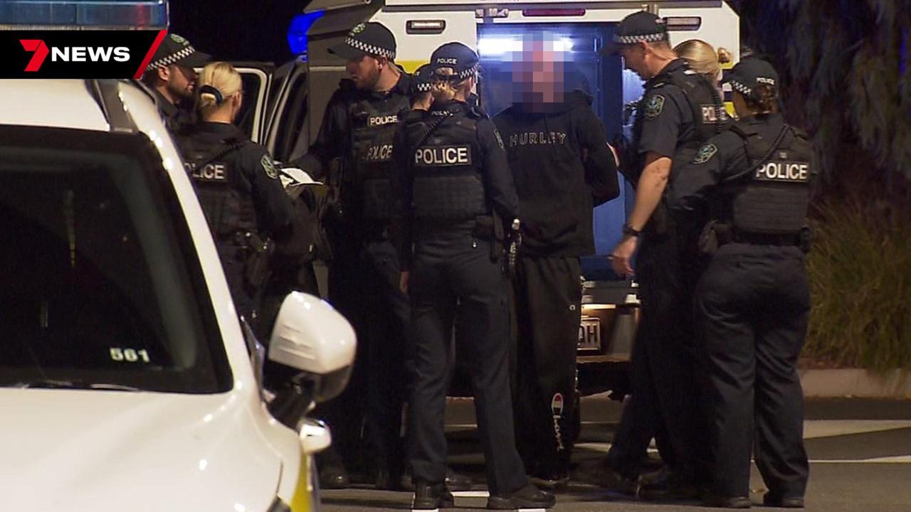 A man is arrested outside the McDonald’s after the alleged bomb hoax. Picture: 7NEWS Adelaide