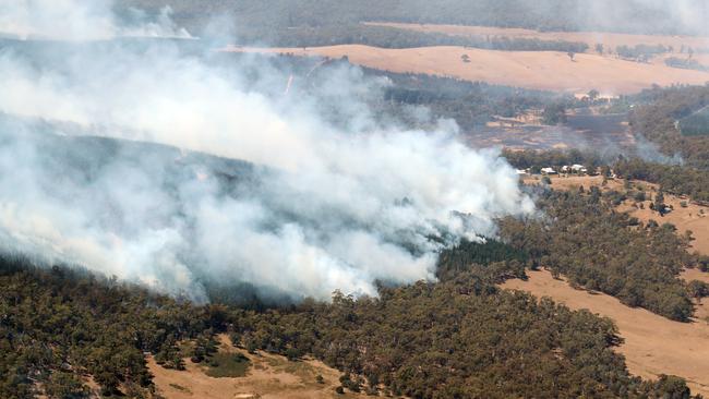 A bushfire burns north of Beafort in Victoria in February this year. AFAC warns most of southern and western Victoria is at increased of increased bushfire danger. Picture: NewsWire / David Crosling