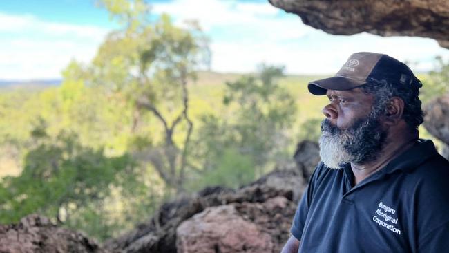 Joseph Callope leads a tour of Wullumba Aboriginal art site on his traditional Wakaman country. Picture: supplied