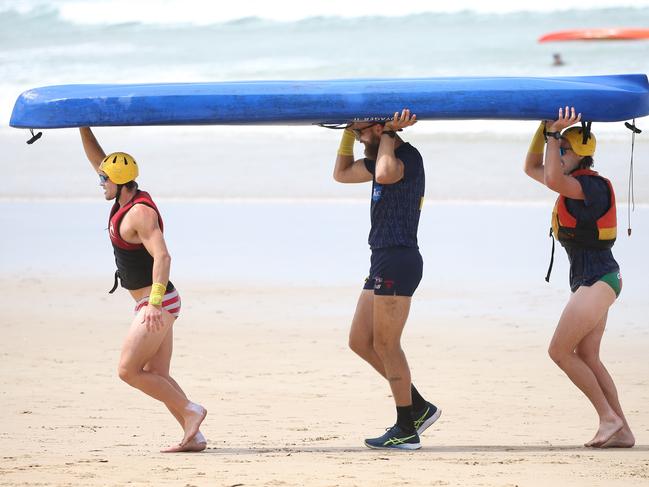 MELBOURNE, AUSTRALIA -  DECEMBER 20 2023  The Melbourne Demons compete in a team training day at Lorne Beach. Picture: Brendan Beckett