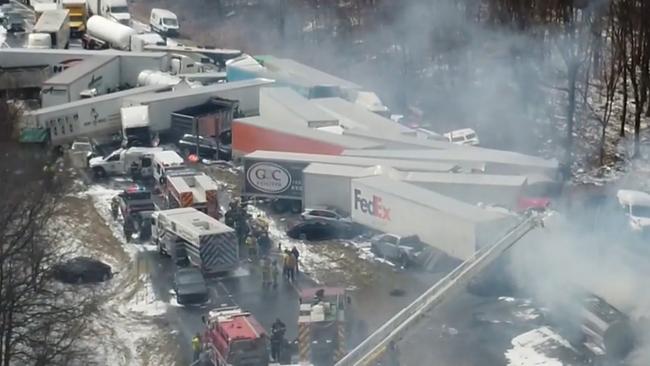 Up to 50 vehicles were involved in the crash. Pennsylvania. Picture: WGAL8