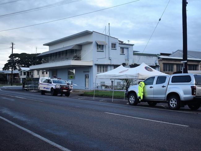 The crime scene on the corner of McIlwraith and Davidson streets on Monday morning following the fatal stabbing of a 20-year-old man in Ingham late on Sunday night. Photograph: Cameron Bates