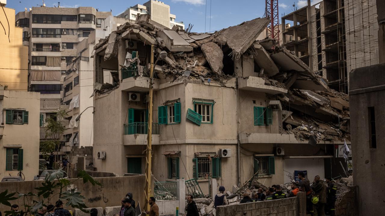 The site of the Israeli air strike which allegedly targeted and killed Hezbollah spokesman Mohammed Afif in a building at Ras al-Nabaa neighbourhood in Beirut. Picture: Ed Ram/Getty