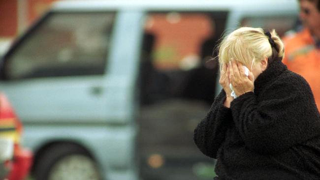 Judy Moran at the scene of the Pascoe Vale execution. Picture: Peter Smith