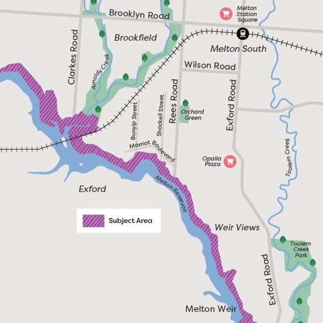 A map outlining the subject area for the Melton Weir Parkland Strategy Picture: City of Melton