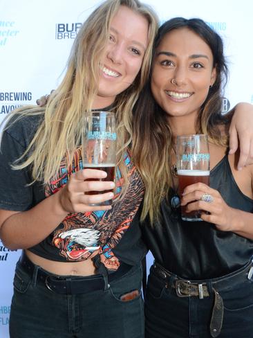 Sarah McEwan &amp; Jariah Travan at opening of Burleigh Brewing new facilities, West Burleigh. Picture: Regina King