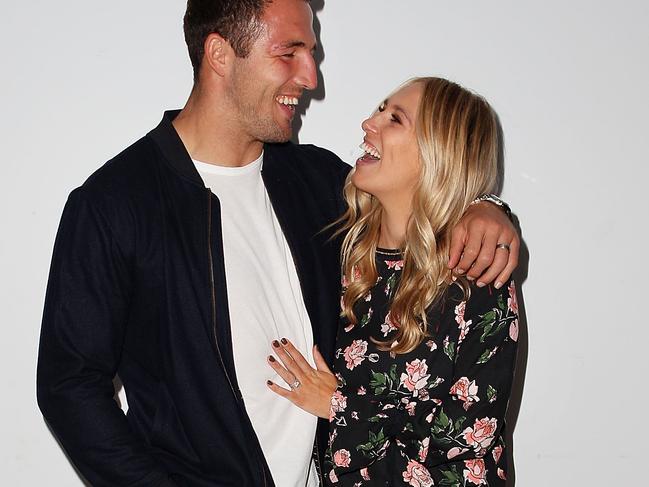 SYDNEY, AUSTRALIA - MAY 17:  Sam Burgess and  Phoebe Burgess arrive ahead of the Ellery X Etihad Airways event at Mercedes-Benz Fashion Week Resort 18 Collections at The Elston Room, Carriageworks on May 17, 2017 in Sydney, Australia.  (Photo by Lisa Maree Williams/Getty Images)