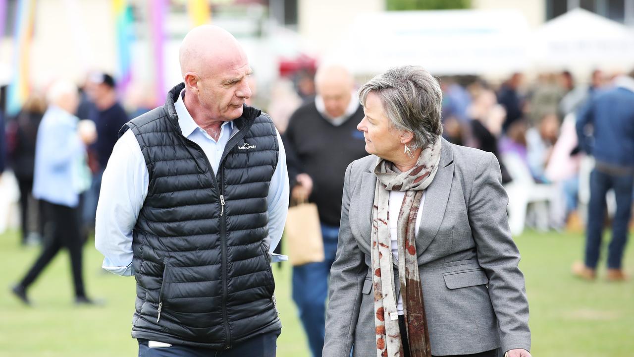 Tasmanian Premier Peter Gutwein alongside Huon Valley Mayor, Bec Enders. at the Taste of Huon. Picture: Zak Simmonds