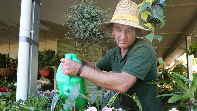 Michael Mapperson is keeping his plants alive with dam water. Pic Mike Batterham