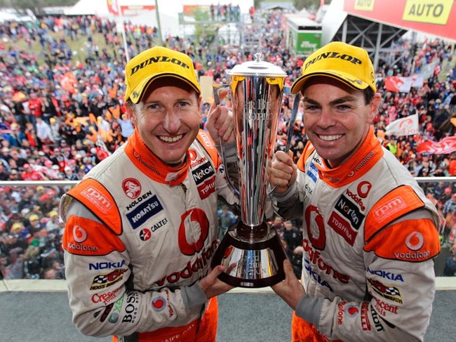 The Triple Eight Race Engineering Craig Lowndes and Mark Skaife win the Supercheap Auto Bathurst 1000, event 10 of the 2010 Australian V8 Supercar Championship Series at the Mount Panorama Circuit, Bathurst, New South Wales, October 10, 2010.