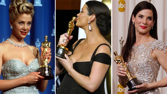 Oscar curses ... Mira Sorvino, Catherine Zeta-Jones and Sandra Bullock. Picture: Getty