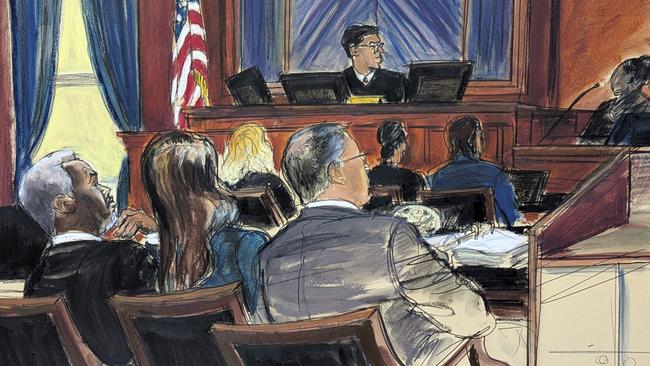 Combs was also seen at other points in the bombshell trial nodding and attempting to make eye contact with the panellists. Picture: Elizabeth Williams via AP