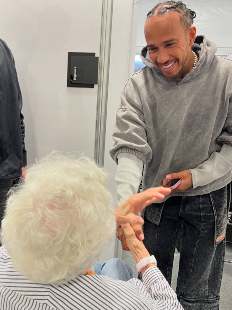 Lewis Hamilton looked delighted. Photo: Twitter