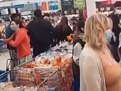 Shoppers flocked to Kmart in Campbellfield just after midnight to celebrate Melbourne's reopening. Picture: Snapchat