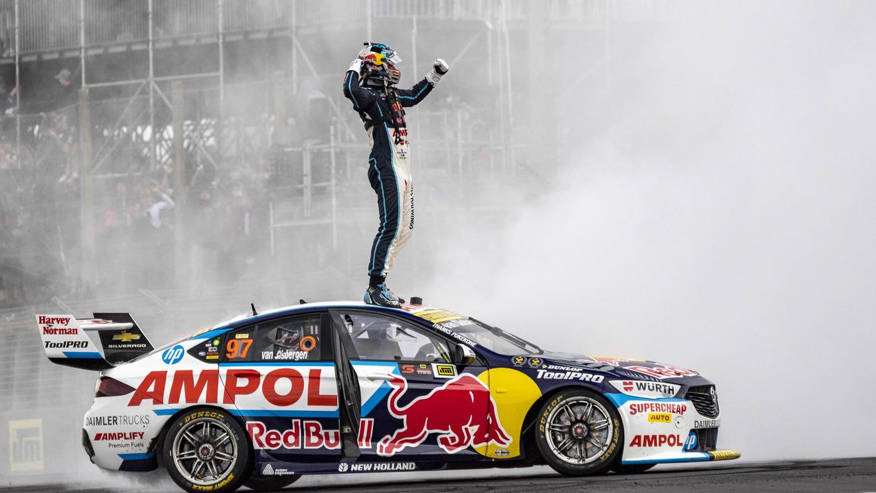 Shane van Gisbergen celebrates at Pukekohe Park in 2022. Picture: Edge Photographics