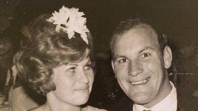 NEWLYWEDS: Beverly and John at their wedding reception in 1967 in the Brisbane Tower Mill restaurant.