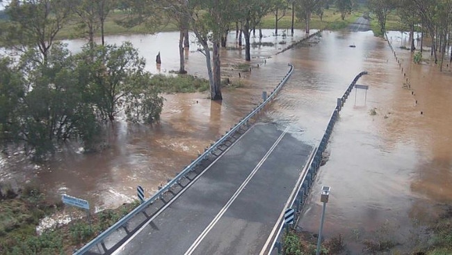 Barkers Creek Rd at Barkers Creek, Booie, just before 8am Tuesday. Picture: qldtraffic.qld.gov.au