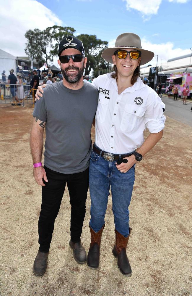 Darren and Noah Lowe at Meatstock, Toowoomba Showgrounds. Picture: Patrick Woods.