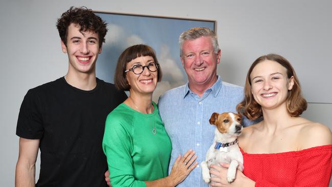 Patrick Condren, with Margaret Little and kids Maddy and Fin Condren were still waiting the results. Picture: Annette Dew