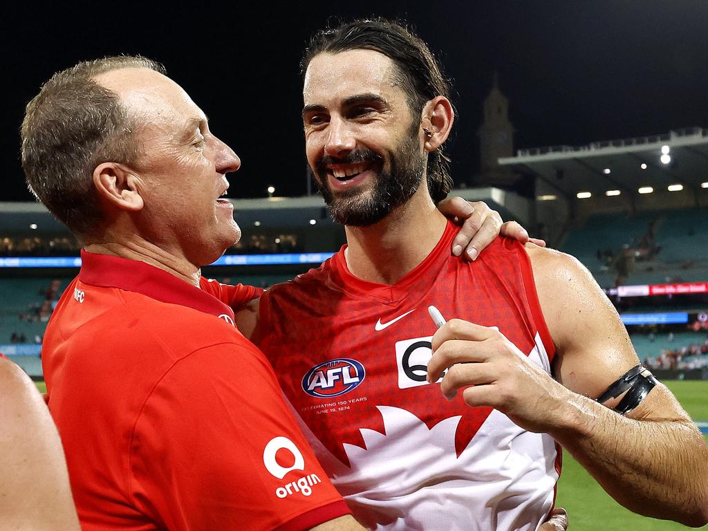 Grundy has fit in seamlessly at the Swans and is embracing the chance to share his experience with his teammates. Picture: Phil Hillyard