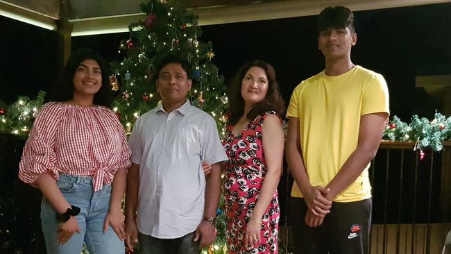 Calvin Wijeweera (far right) with his sister Ovindi and parents Sandun and Anoma. Picture: Facebook