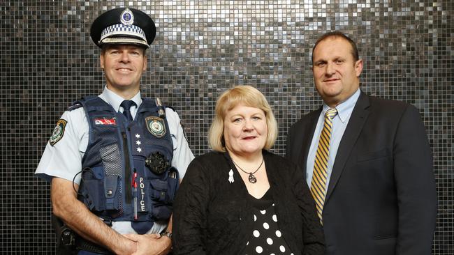 Inspector Matt Harris (Castle Hill Police), Robyn Waite (Hills Domestic Violence Prevention Network and David O'Neil (Group CEO Castle Hill RSL) are encouraging people to take part in the White Ribbon march on November 25.