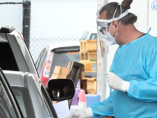 ADELAIDE, AUSTRALIA - NewsWire Photos January 6, 2022: COVID-19 drive through testing clinic at Adelaide Airport. Picture: NCA NewsWire / Dean Martin