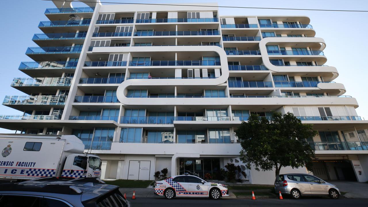 Police at the scene of a suspected murder homicide at the Sapphire building at Labrador. Picture Glenn Hampson