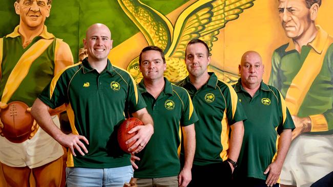 Salisbury North coach Joe Hay with assistants Daniel Miller, Luke McCracken and Terry Jeffery. Picture: AAP/Sam Wundke